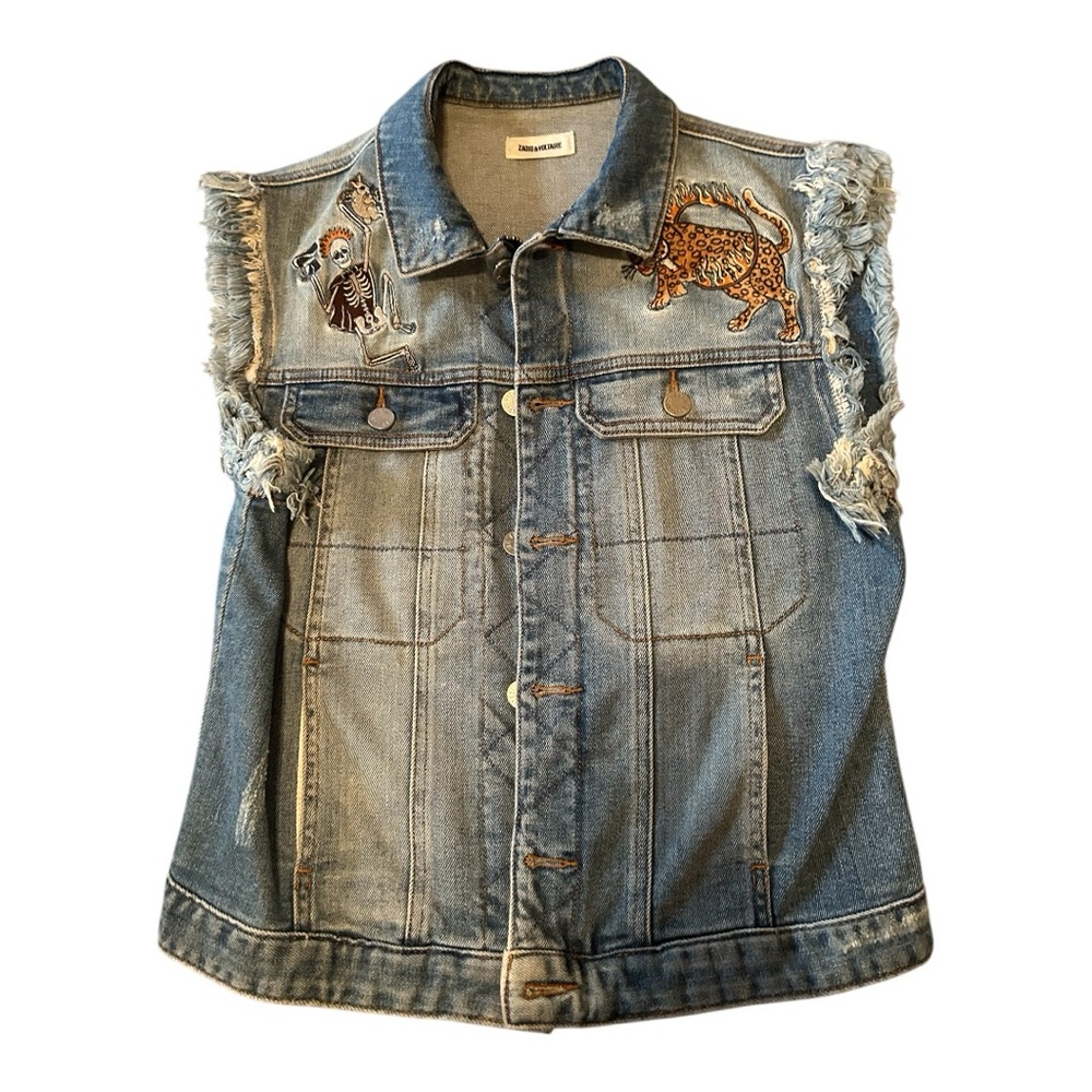 Zadig & Voltaire Embroidered Denim Vest M